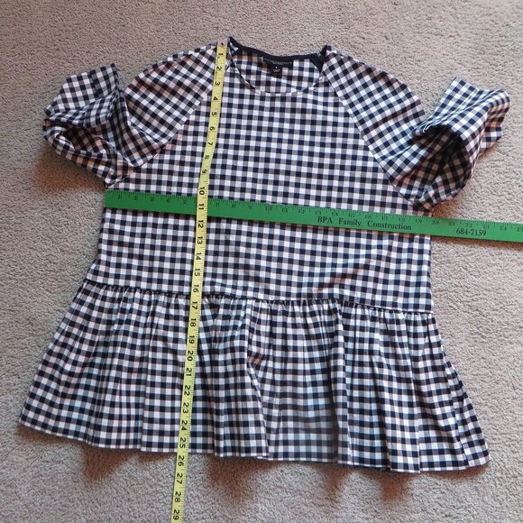 Victoria Beckham for Target Womens Blouse Size S White/Black Checkered/Gingham - Picture 6 of 9